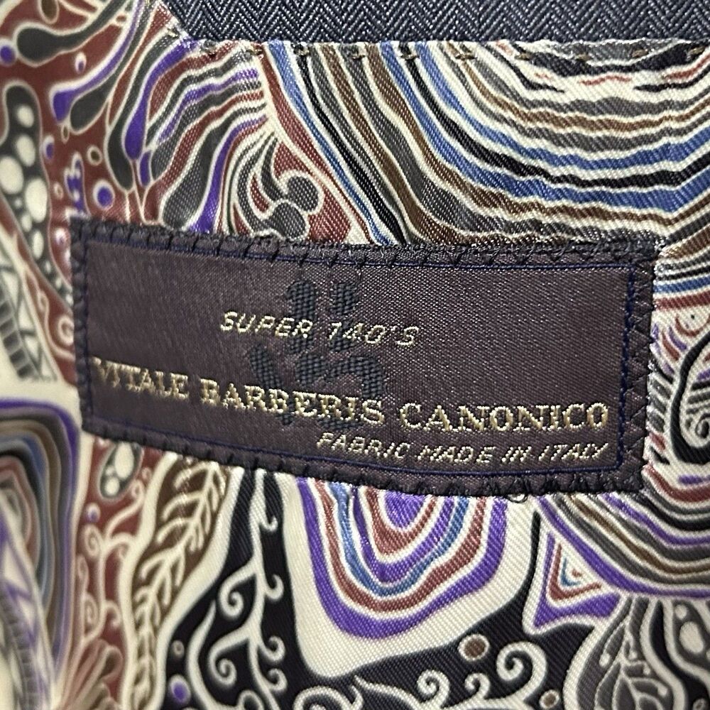 Bespoke 44R Sport Coat Vitale Barberis Canonico Wool Gray Herringbone Two Button - Picture 3 of 9